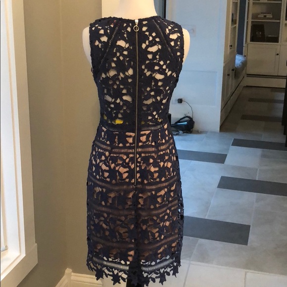 Sale!!Slate blue fitted lace dress with tan lining - Picture 6 of 7